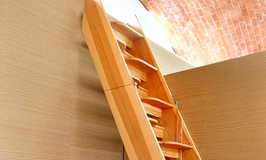 Fold Out Staircase. Custom made, hand-crafted joinery, by Mounts Hill Woodcraft.